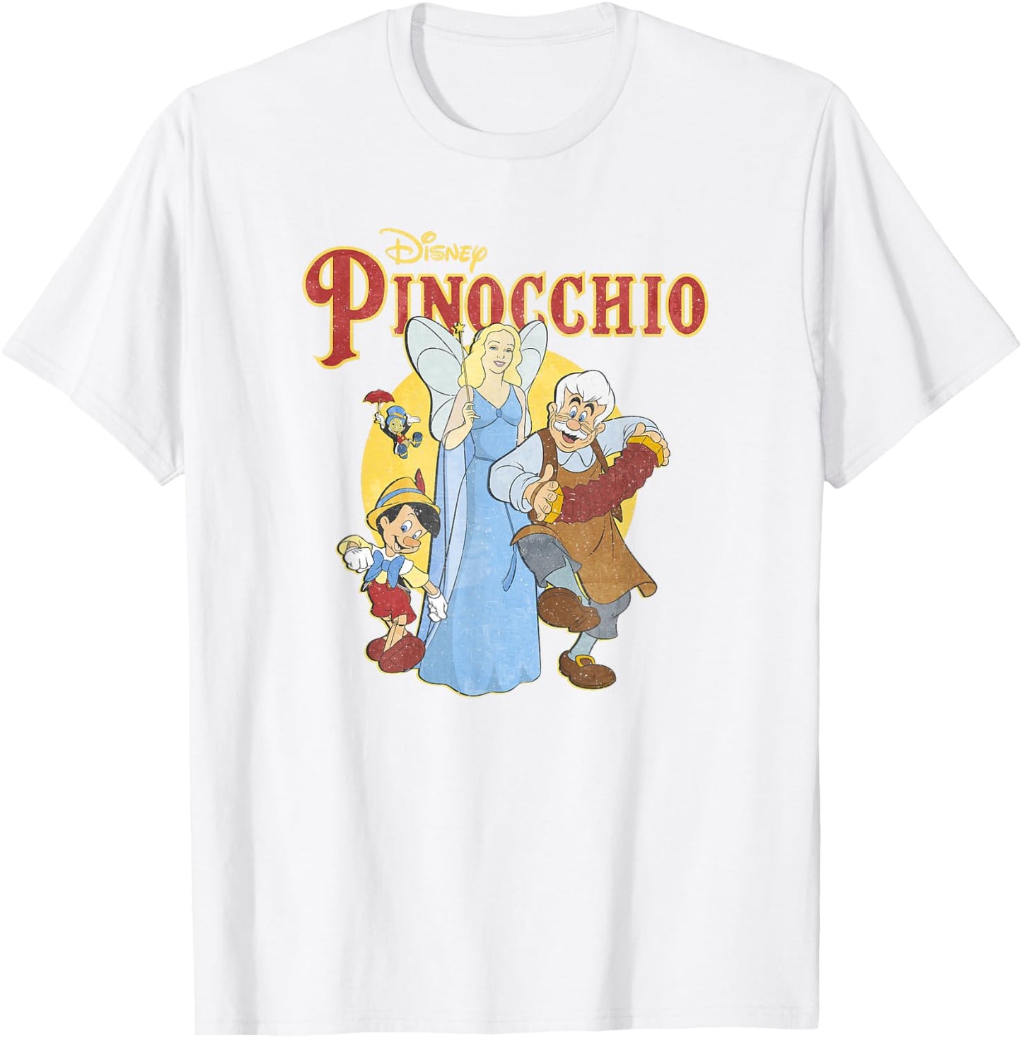 Disney Pinocchio Vintage Classic Group Movie Poster T-Shirt - T-Shirt | White
