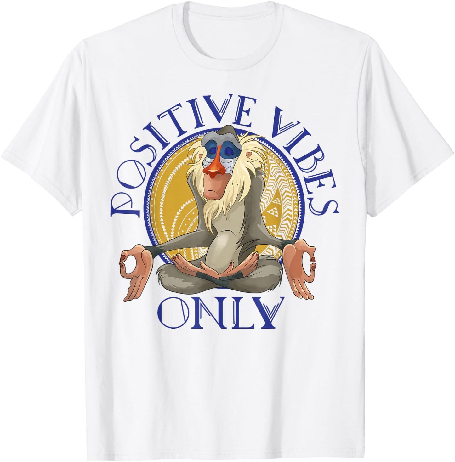 Disney Lion King Rafiki Meditating Positive Vibes Only T-Shirt - T-Shirt | White