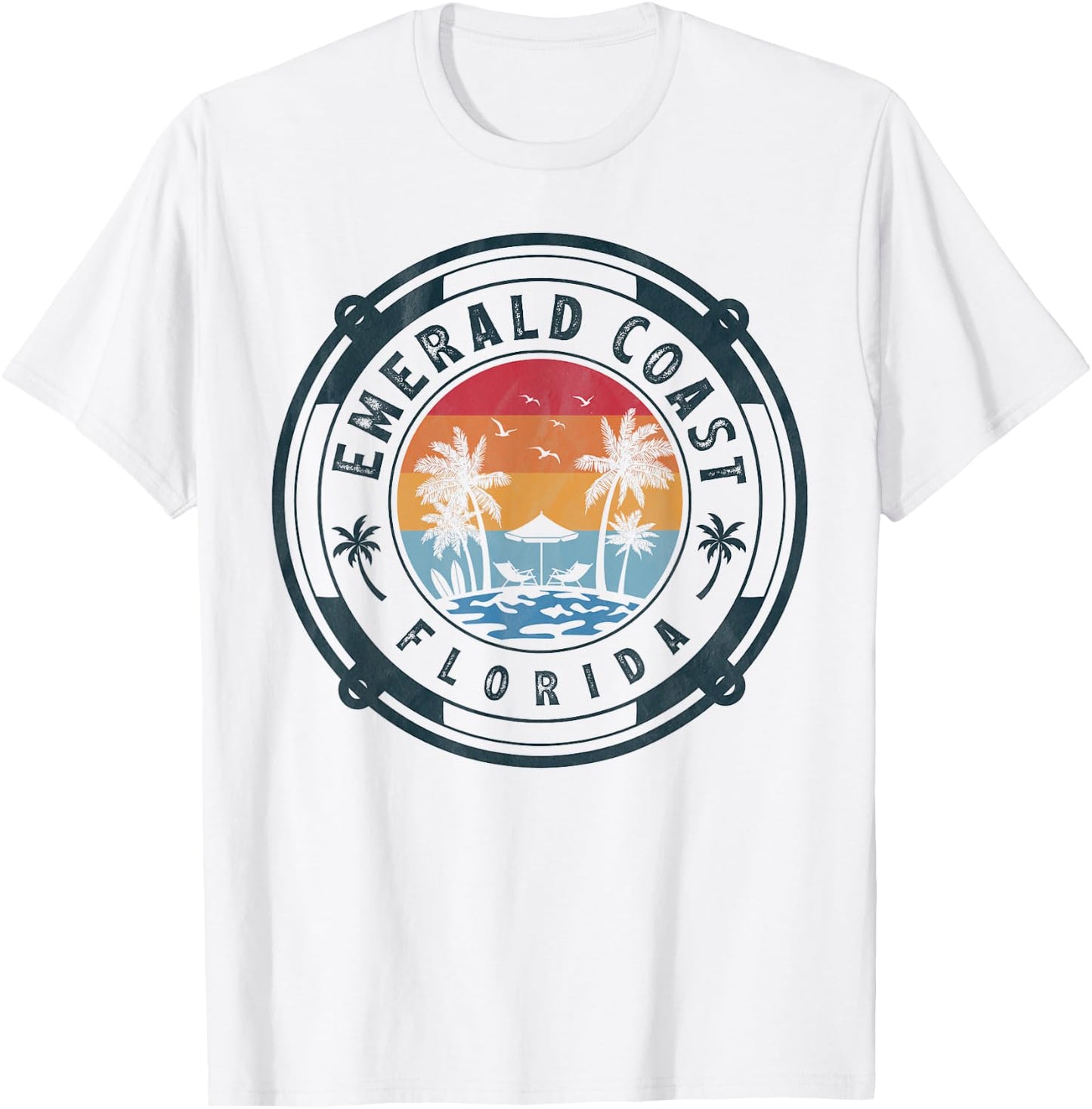 Emerald Coast Beach Florida Summer Vacation Vintage Sunset T-Shirt - T-Shirt | White