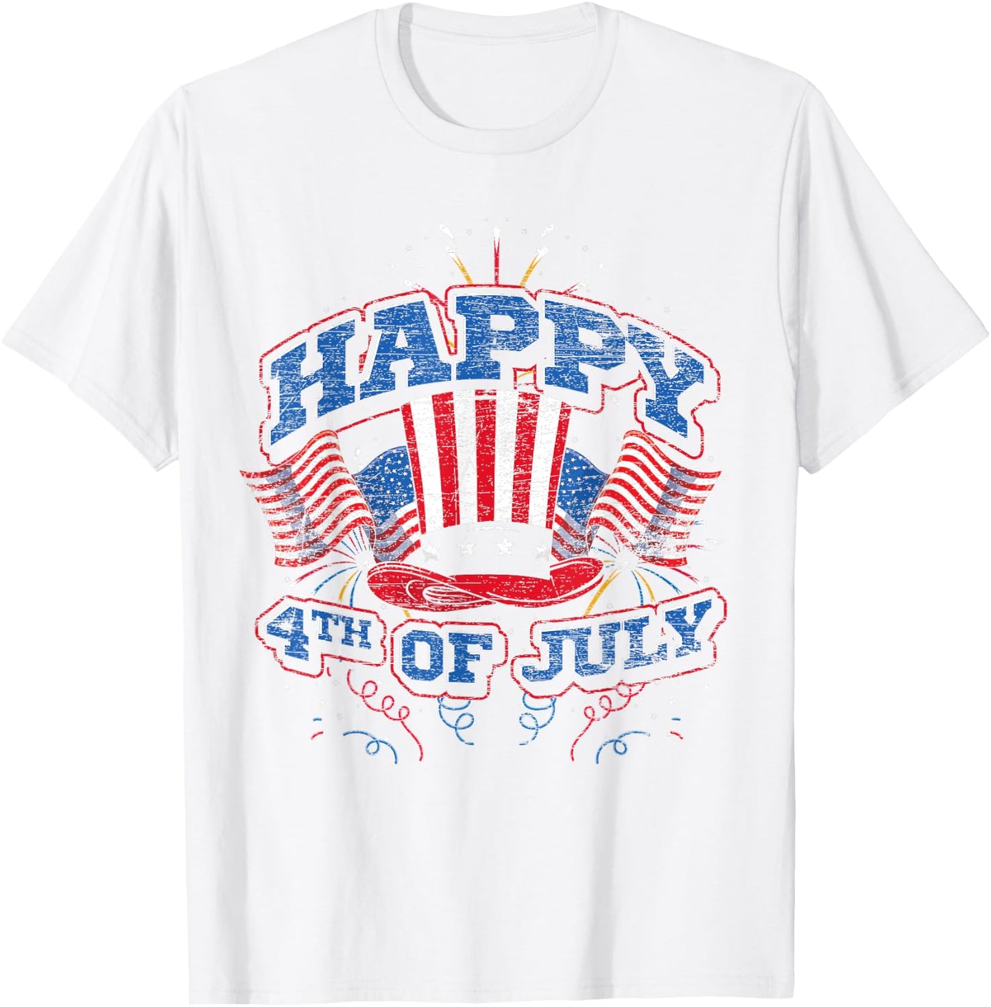 Happy 4th Of July US Flag Liberty American 4th Of July T-Shirt - T-Shirt | White