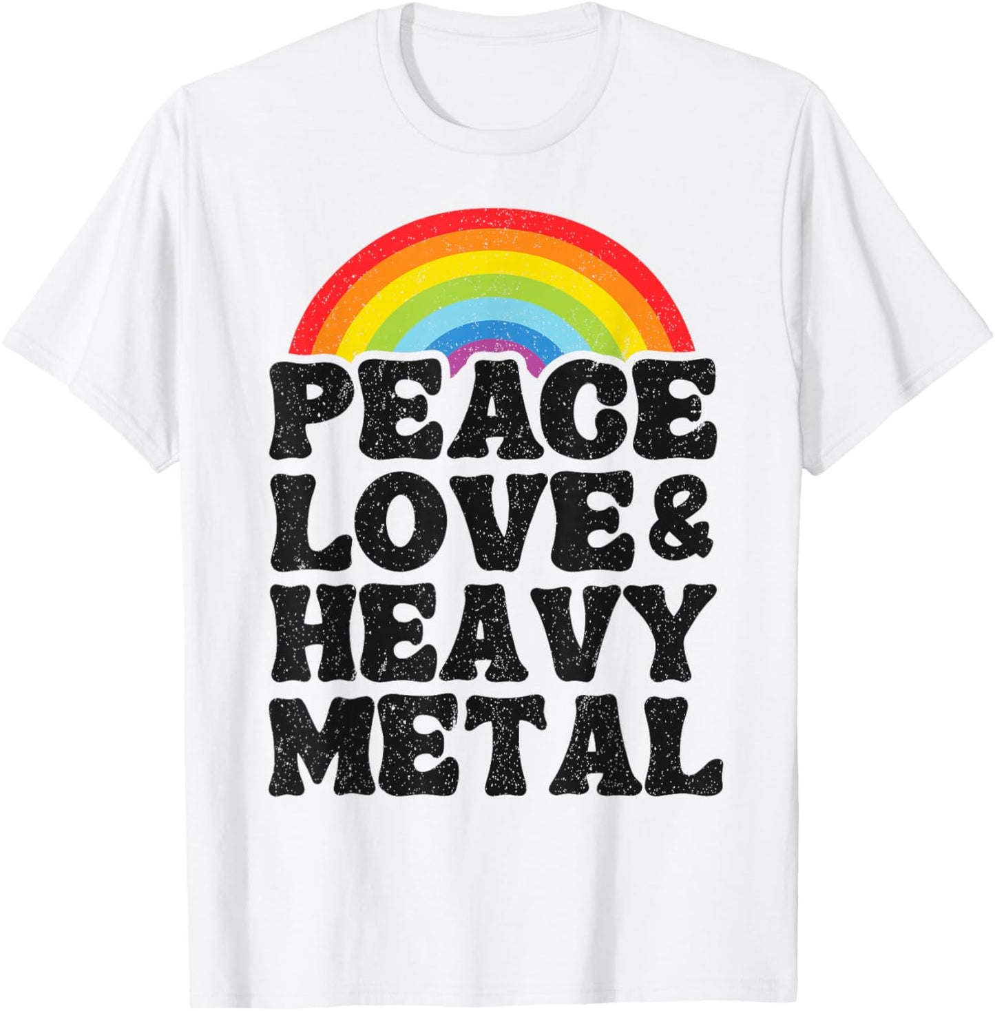 Groupe pour Enfants Punk Rock Metal Rainbow Peace Love & Heavy Metal T-Shirt - T-Shirt | White