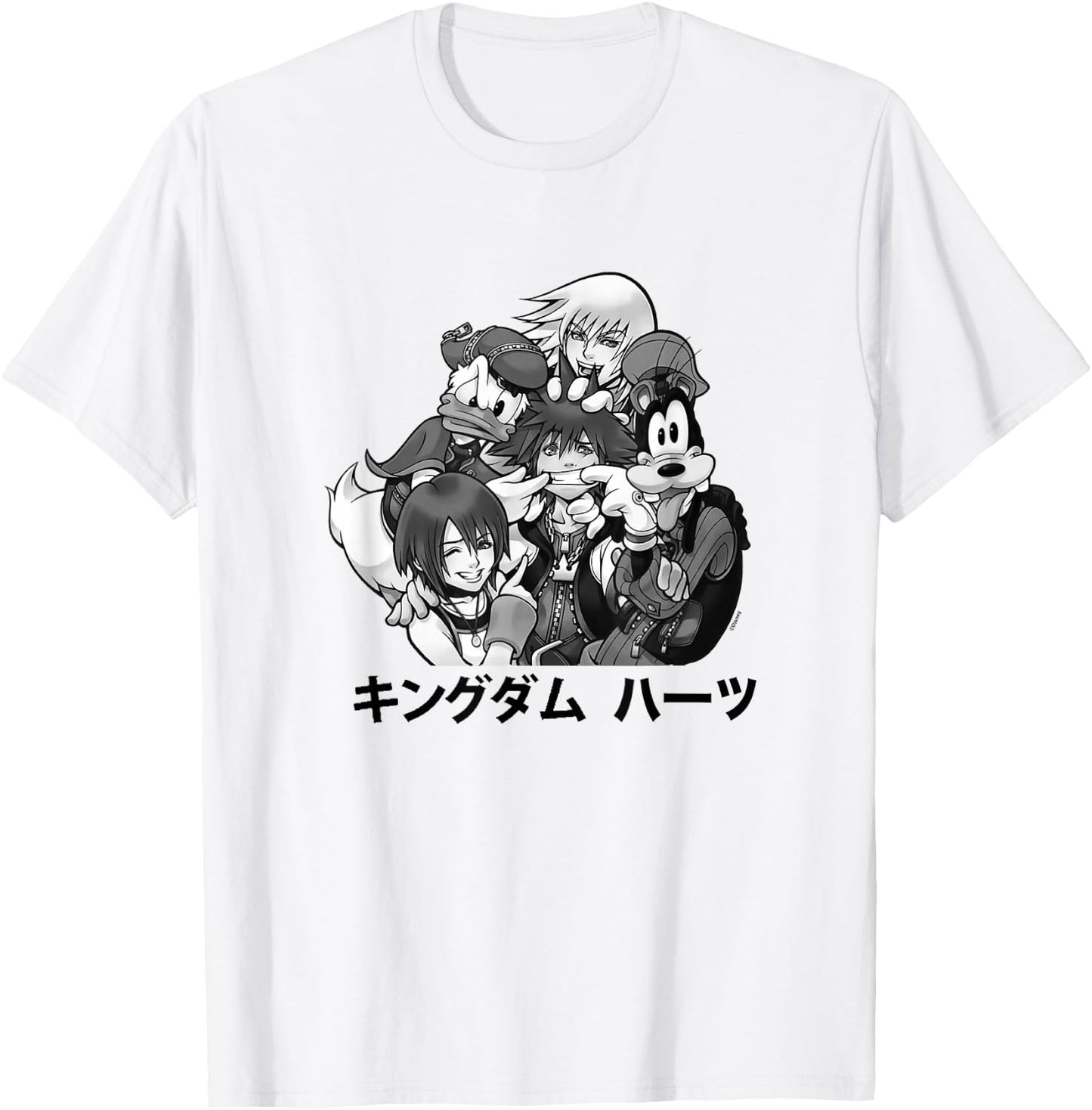 Disney Kingdom Hearts Main Characters Friendship Kanji Logo T-Shirt - T-Shirt | White