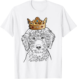 Labradoodle Dog Wearing Crown T-Shirt - T-Shirt | White