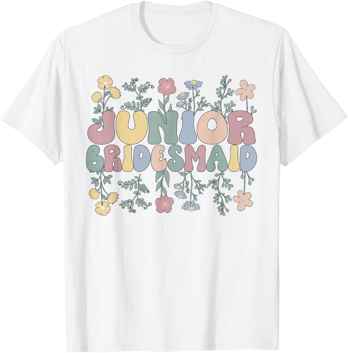 Junior Bridesmaid Wedding Junior Bridesmaid Party Flowers T-Shirt - T-Shirt | White