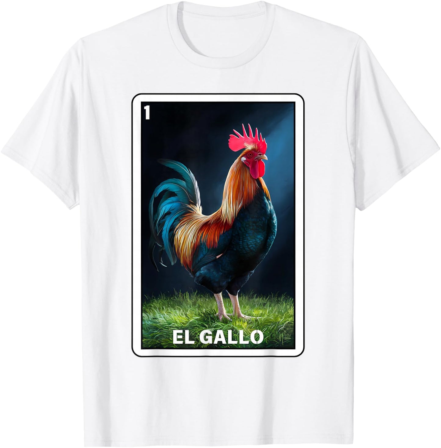 El Gallo Mexican Lottery Bingo Game Traditional Rooster Card T-Shirt - T-Shirt | White