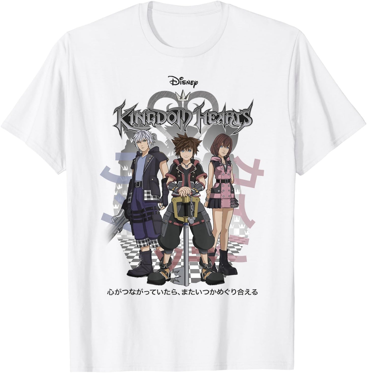 Disney Kingdom Hearts 3 Sora Riku Kairi Kanji T-Shirt - T-Shirt | White