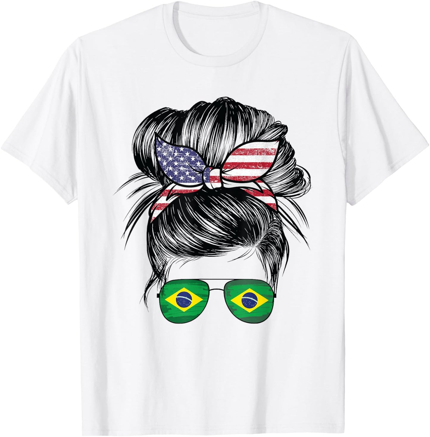 Half American Half Brazilian Girl USA Brazil Flag Patriot T-Shirt - T-Shirt | White