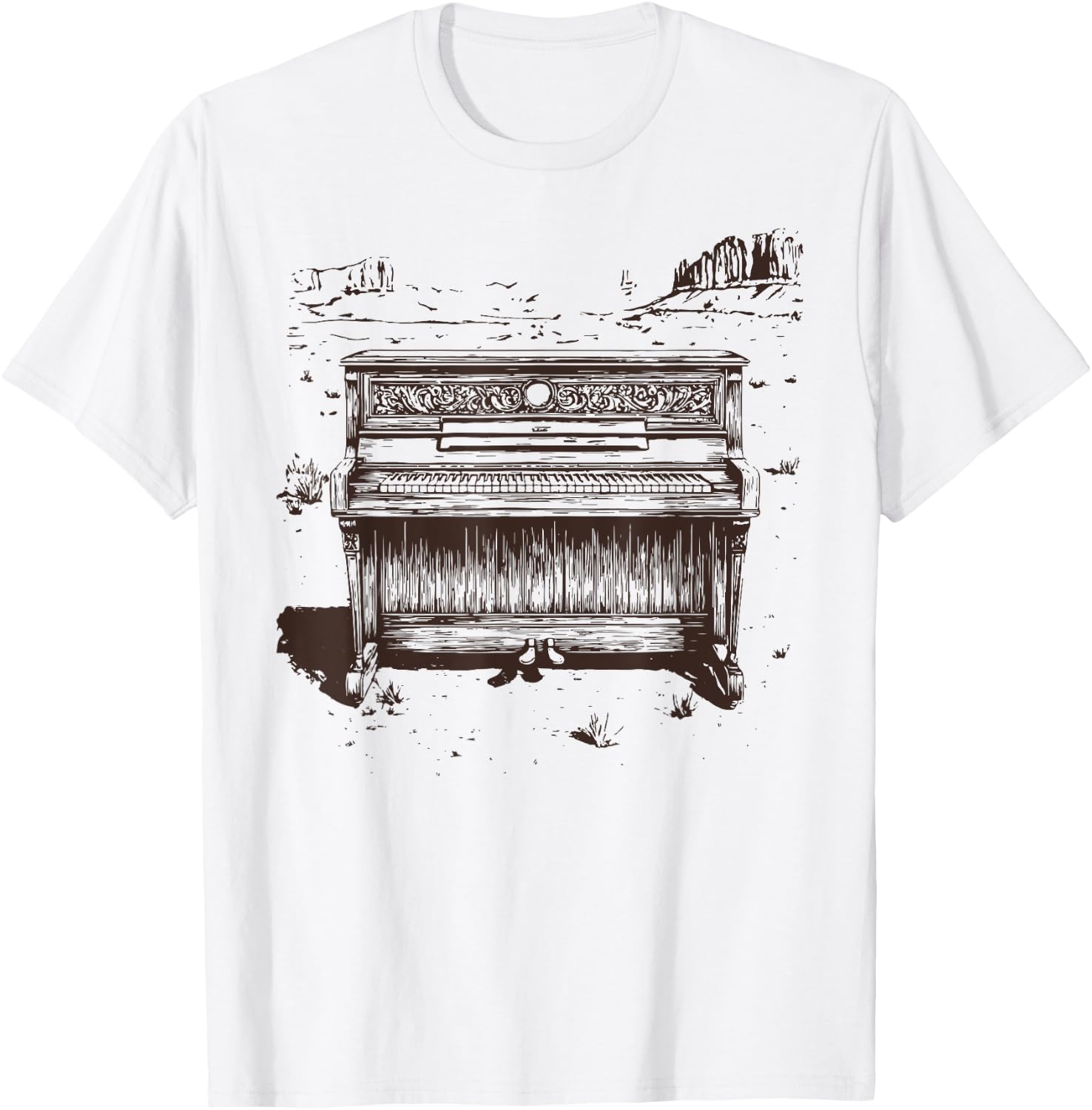 Vintage Western Piano Player - Piano Shirt - Piano T-Shirt - T-Shirt | White