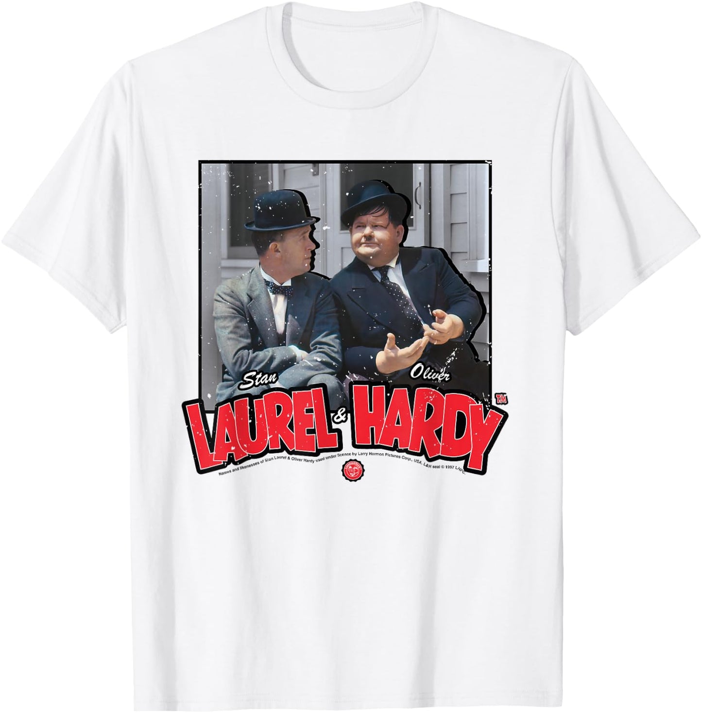 Comic Duo Stan Laurel and Oliver Hardy T-Shirt - T-Shirt | White