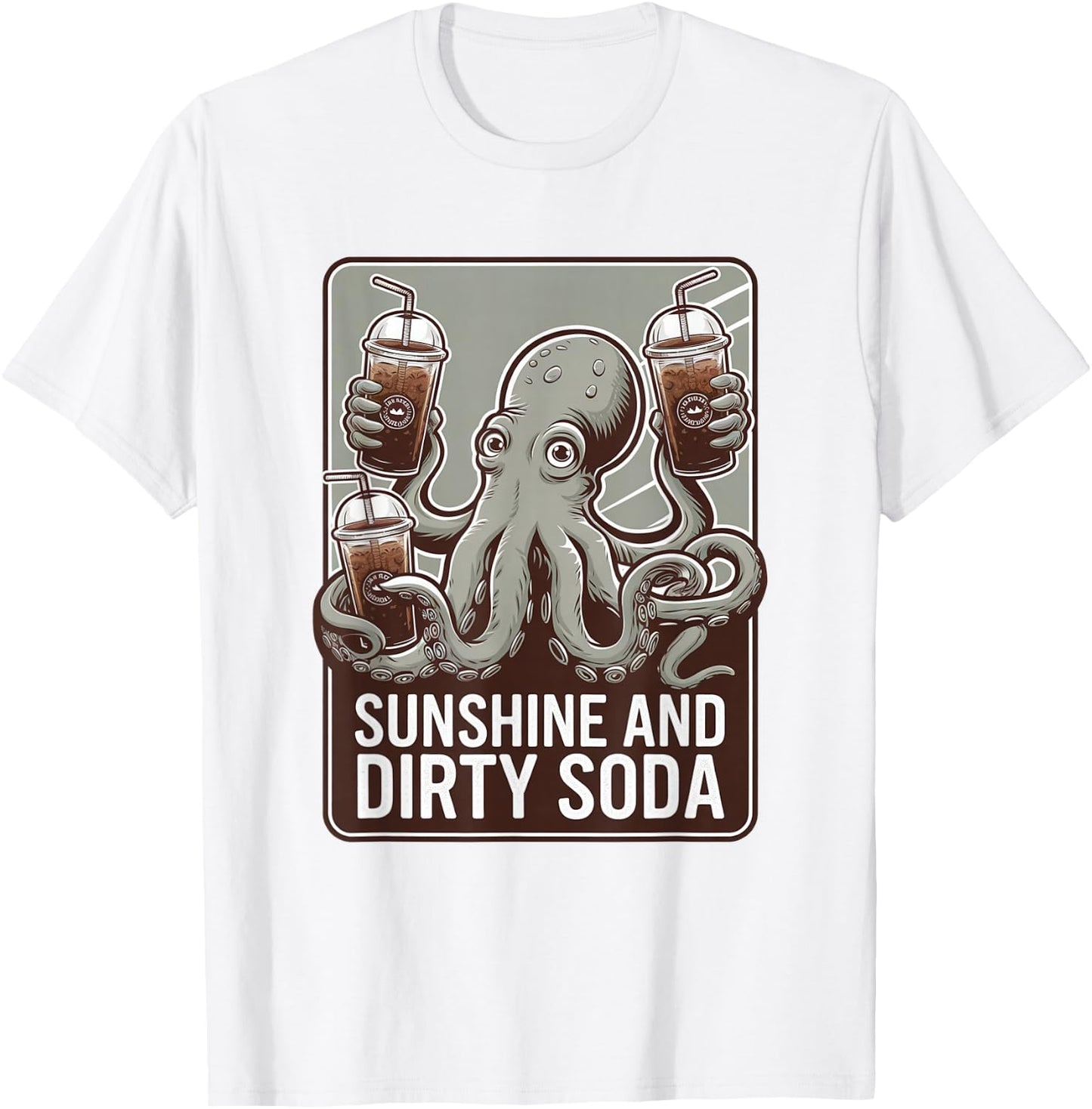 Dirty Soda Capitan Octopus Iced Beverage T-Shirt - T-Shirt | White