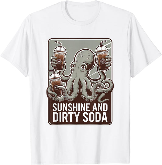 Dirty Soda Capitan Octopus Iced Beverage T-Shirt - T-Shirt | White