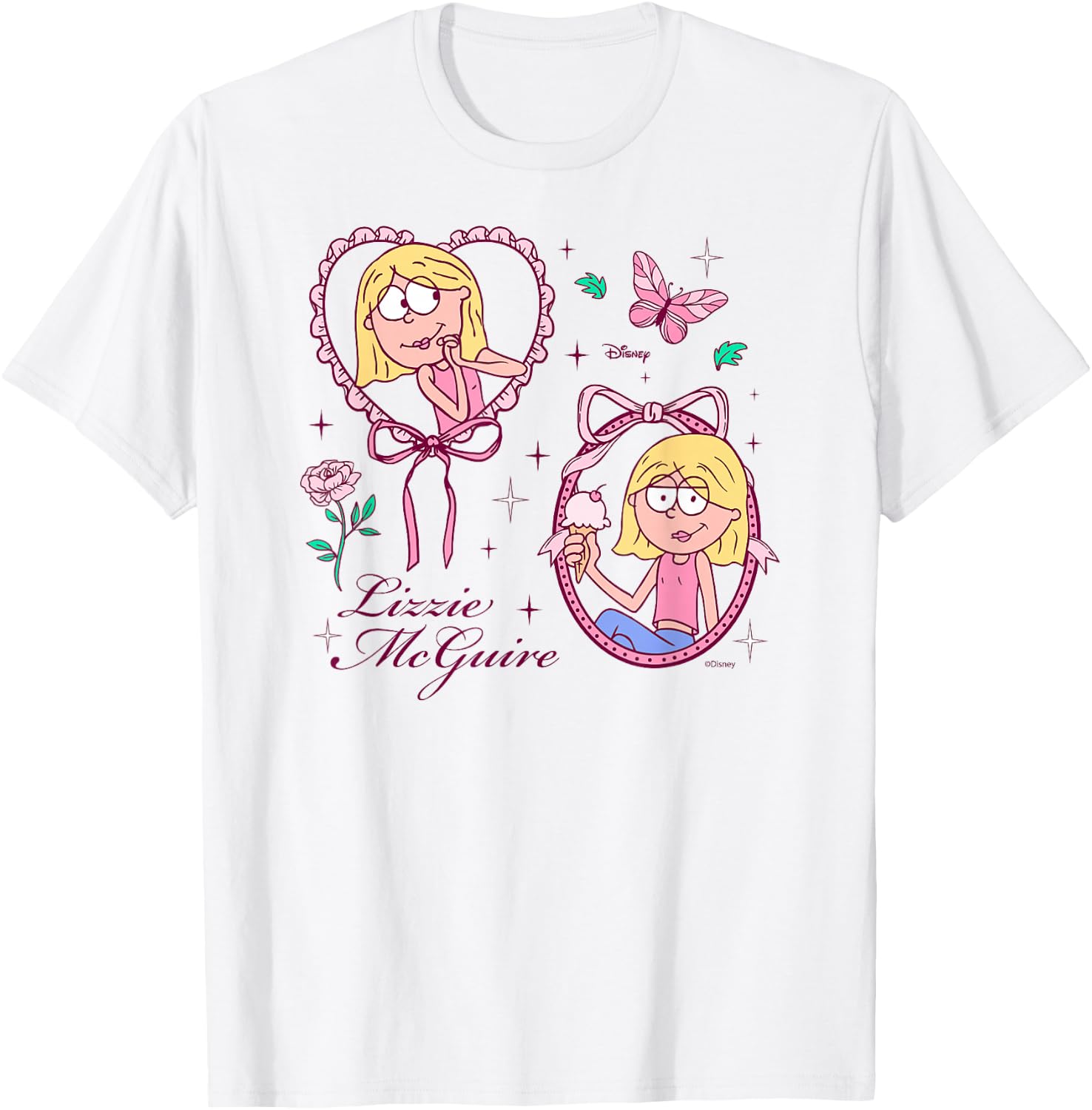 Disney Lizzie McGuire Girl Ribbons and Roses T-Shirt - T-Shirt | White