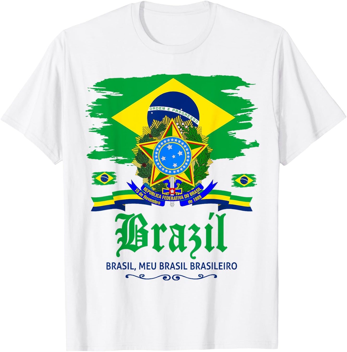 Brazil Flag - Outfit Idea - Brazilian Flag , Yellow, S T-Shirt - T-Shirt | White