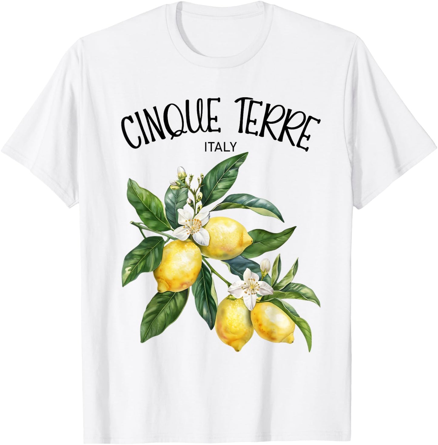 Cinque Terre Lemon Art Italian Fruit Lover Italy Riviera T-Shirt - T-Shirt | White