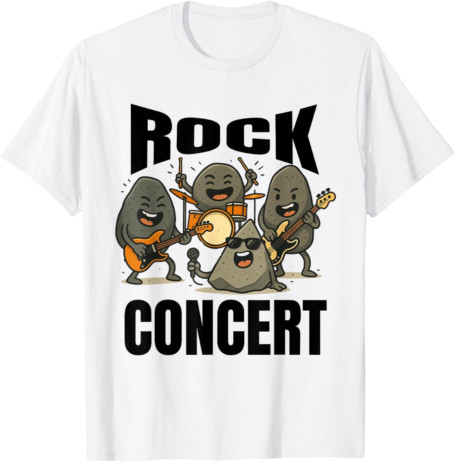 Rocks Band Drums Guitar Music Lover Funny T-Shirt - T-Shirt | White