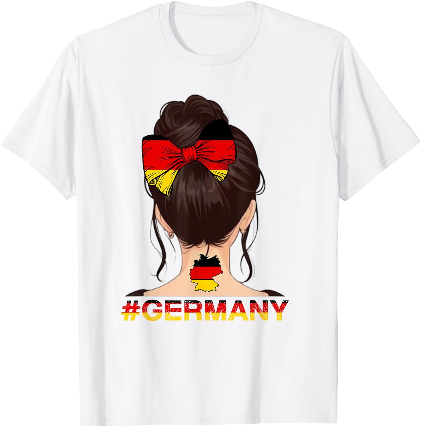 Deutsches Mädchen - Messy Bun mit Deutschland-Flagge T-Shirt - T-Shirt | White