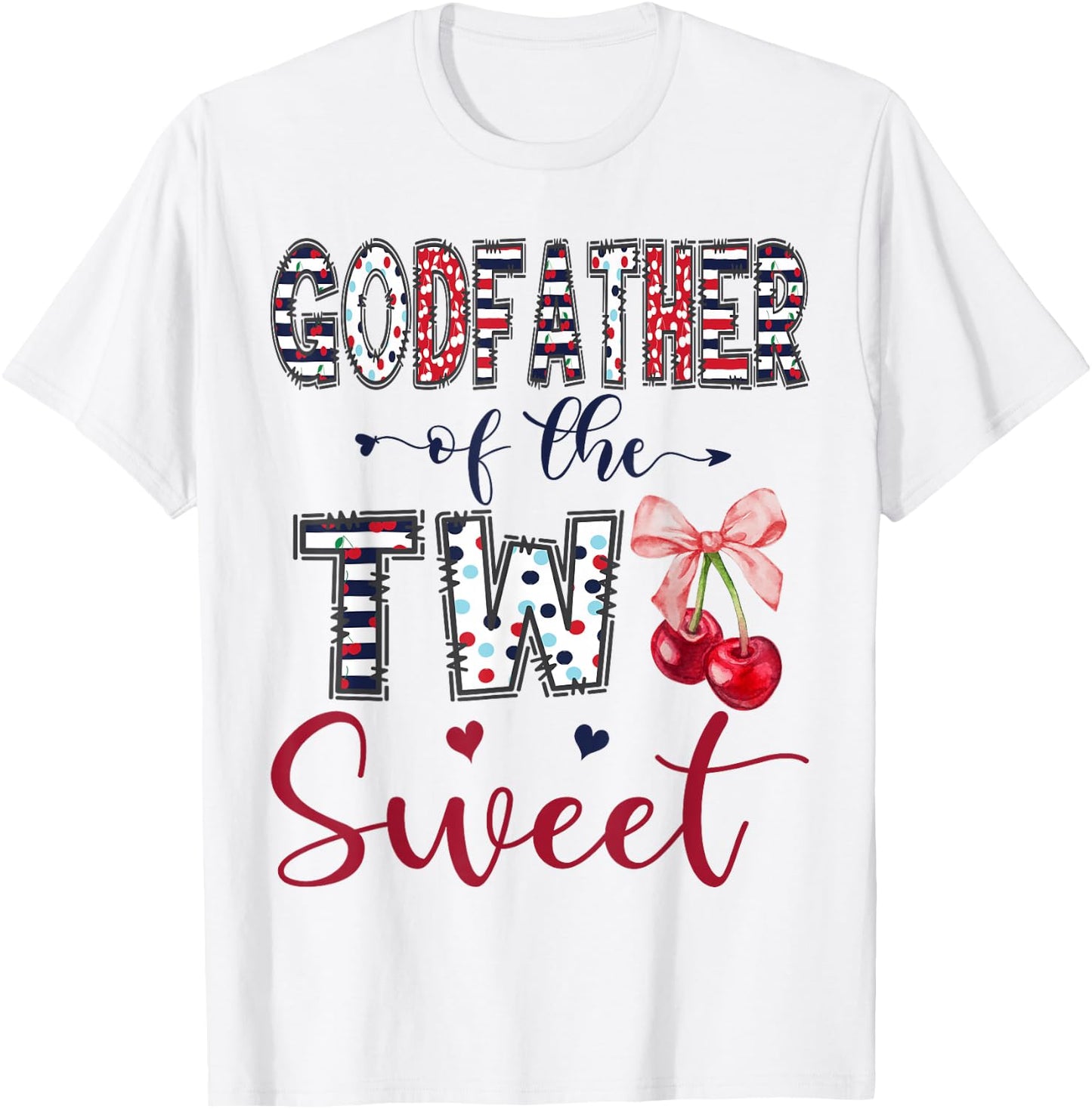 Godfather of The Two Sweet 2nd Birthday Girl Cherry Bow T-Shirt - T-Shirt | White
