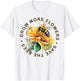 Grow More Flowers Save the Bees - Bee and Flower Graphic T-Shirt - T-Shirt | White