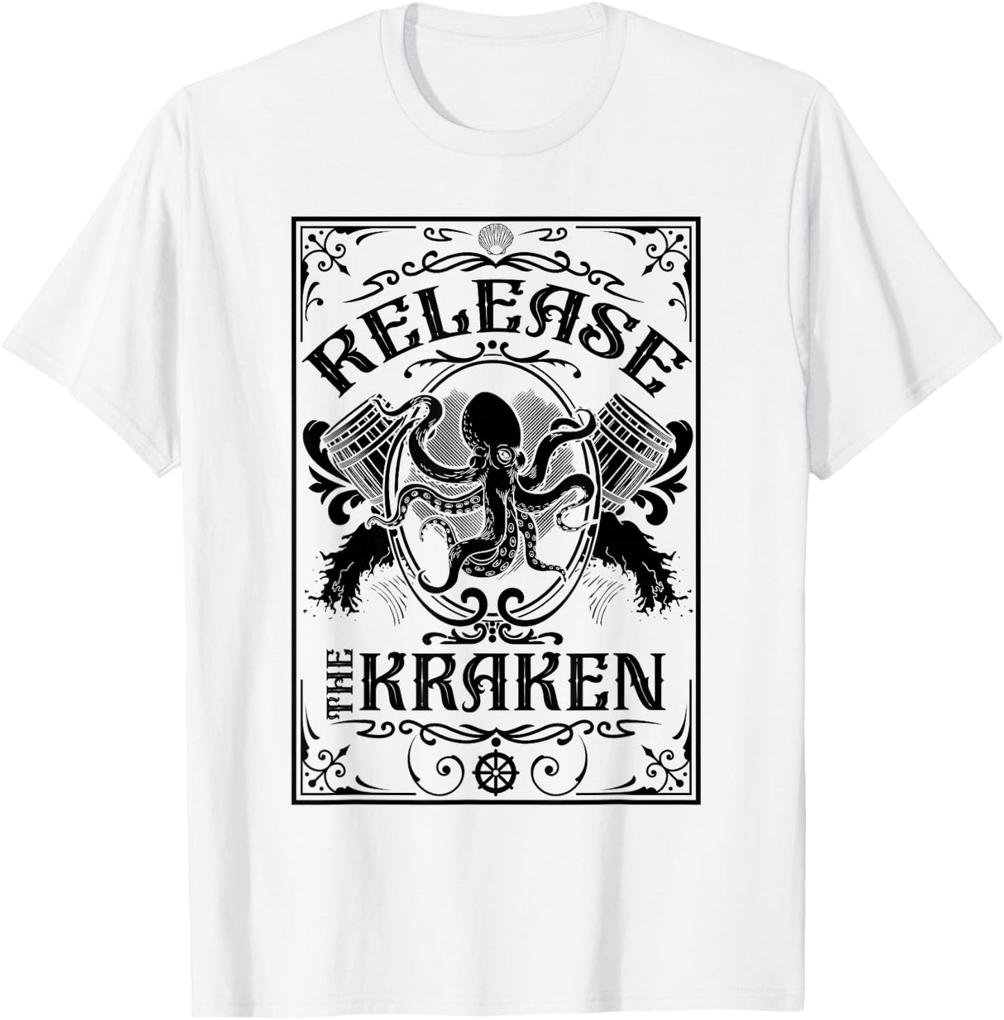 Unleash the Kraken Funny Octopus Design Sea Monster T-Shirt - T-Shirt | White