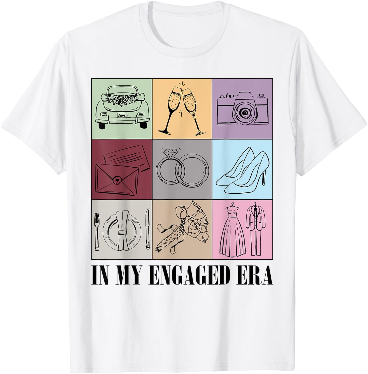 In My Engaged Era Retro Bride Wedding Engagement Party T-Shirt - T-Shirt | White