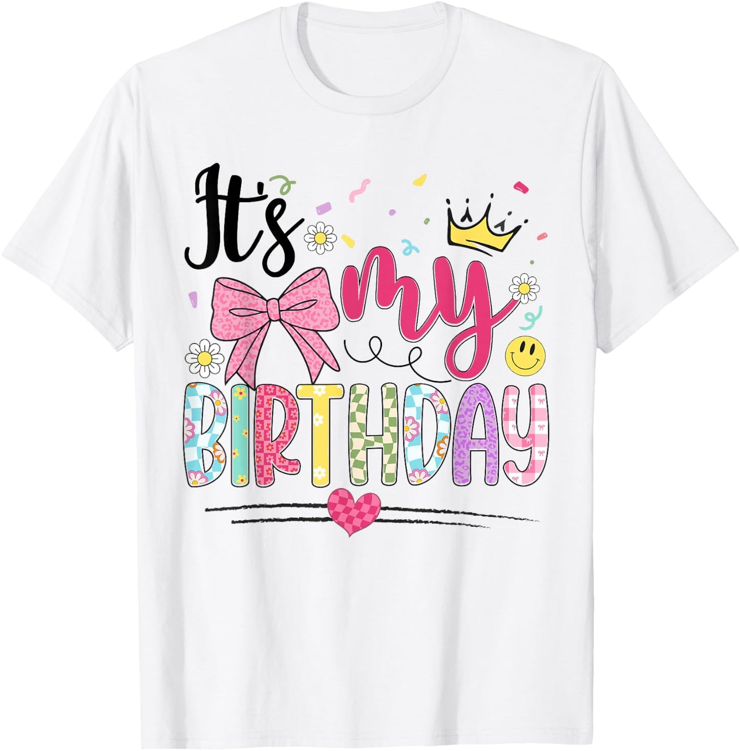 It's My Birthday Coquette Bow Flower Birthday Women Girl Kid T-Shirt - T-Shirt | White