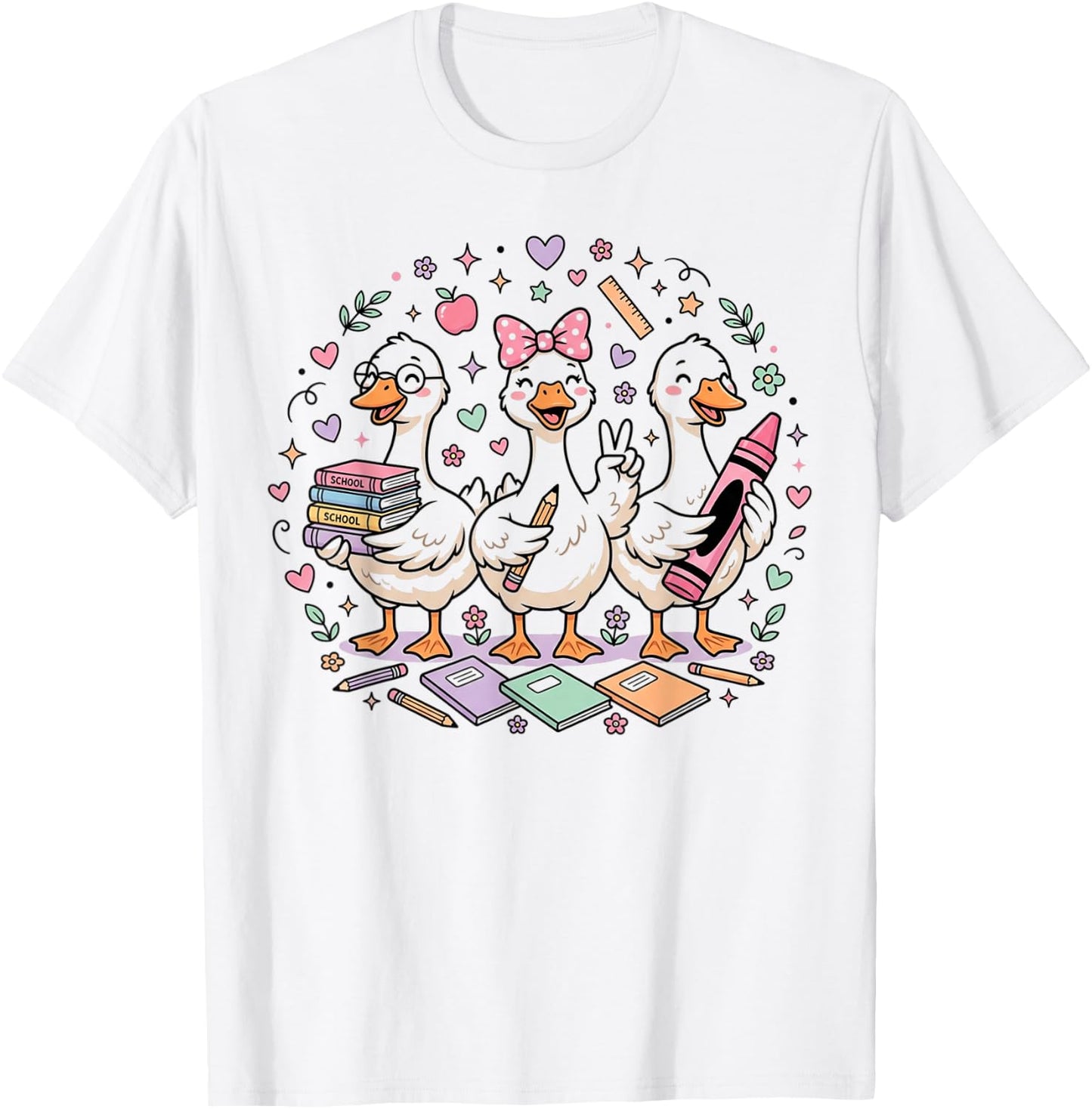 Kindergarten 1st Grade Goose Back to School Girls T-Shirt - T-Shirt | White