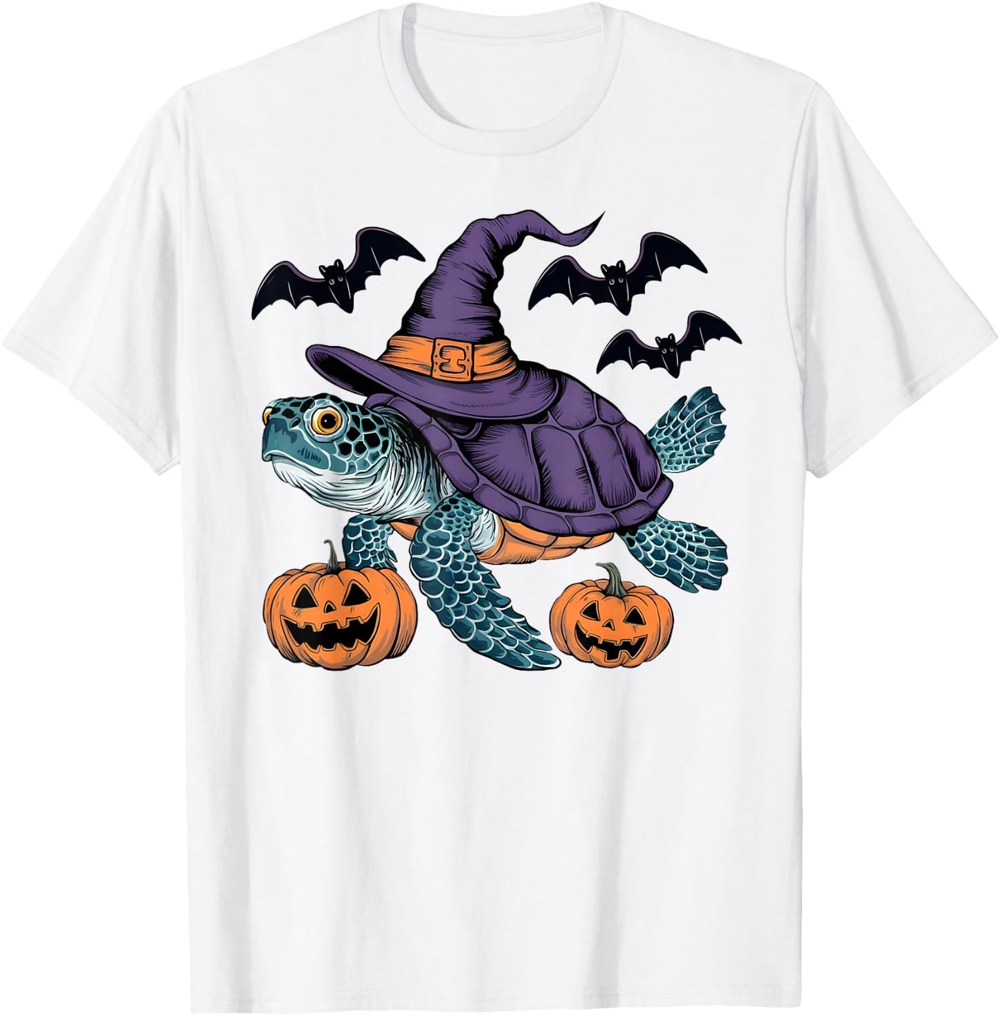 Pumpkin Bat Witch Costume Sea Turtle Halloween T-Shirt - T-Shirt | White