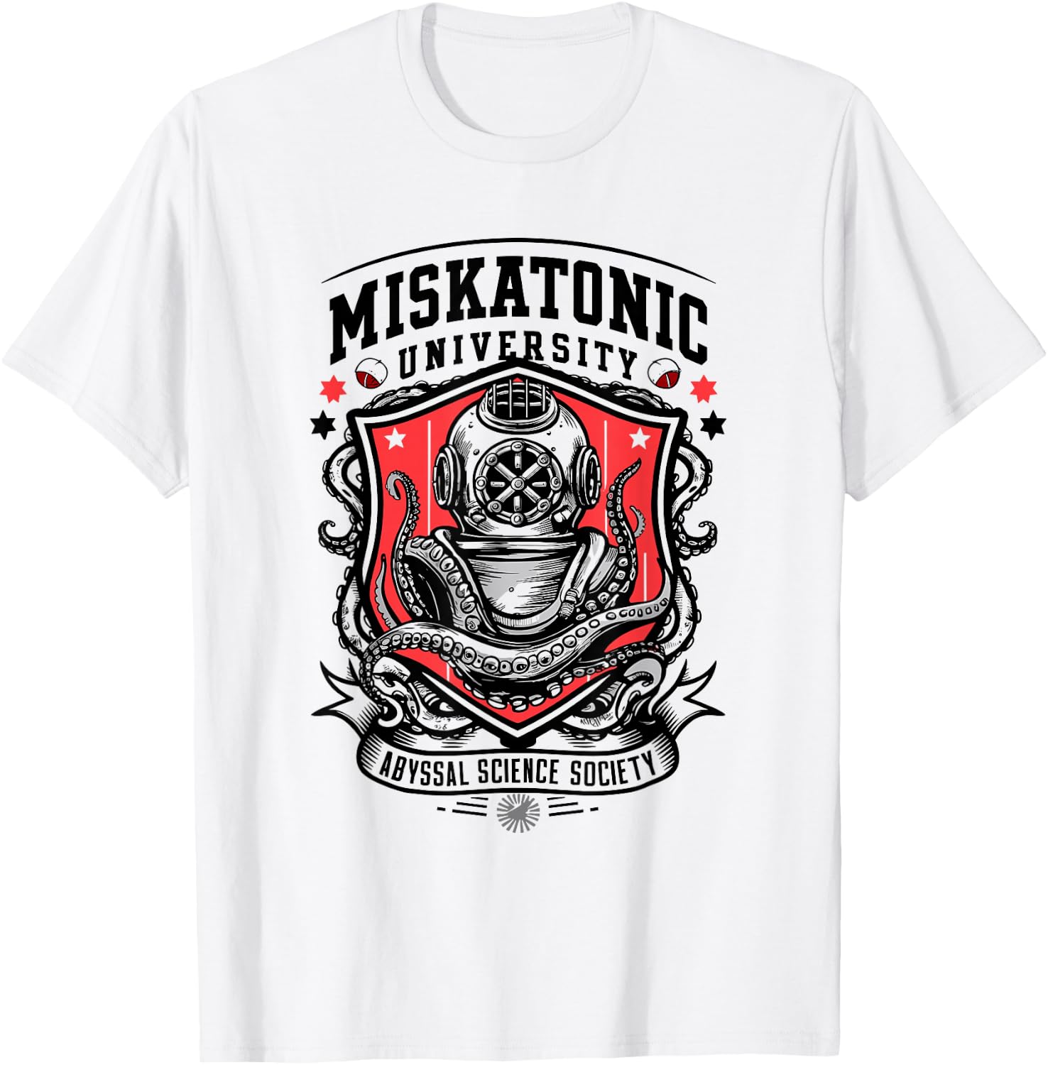 Miskatonic University Abyssal Science Society Nautic Cthulhu T-Shirt - T-Shirt | White