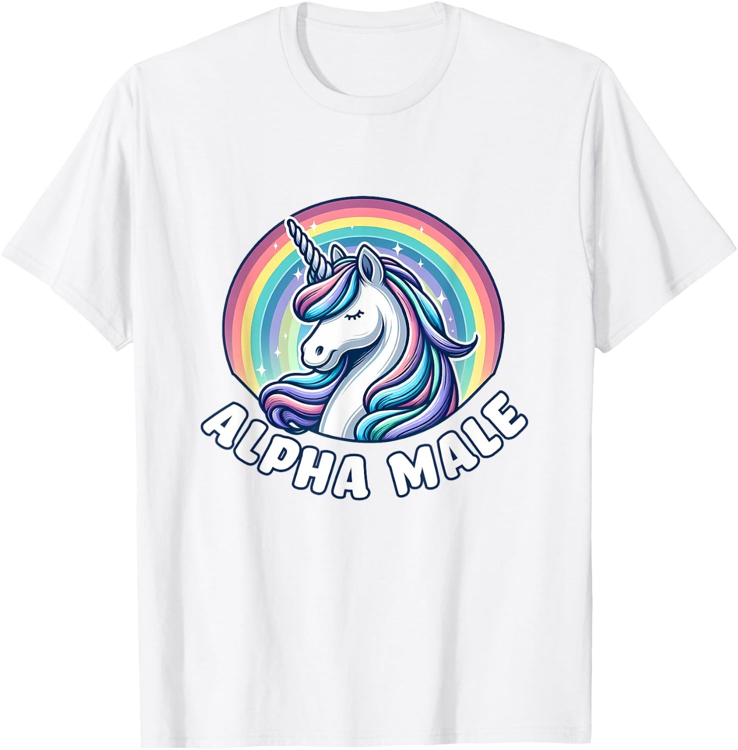Ironic Cute Alpha Male Unicorn Funny Sarcastic Humor Men T-Shirt - T-Shirt | White