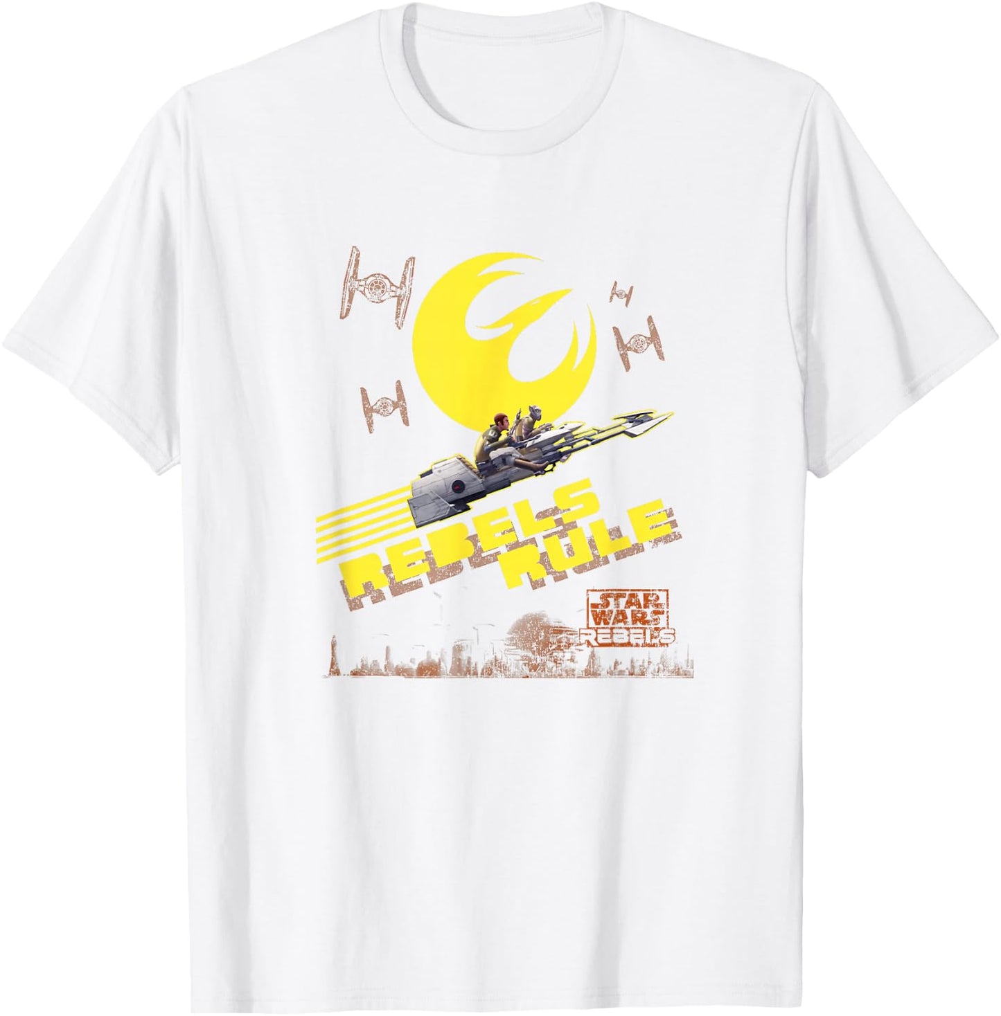 Star Wars Rebels Kanan & Zeb Riding Space Bikes Vintage T-Shirt - T-Shirt | White