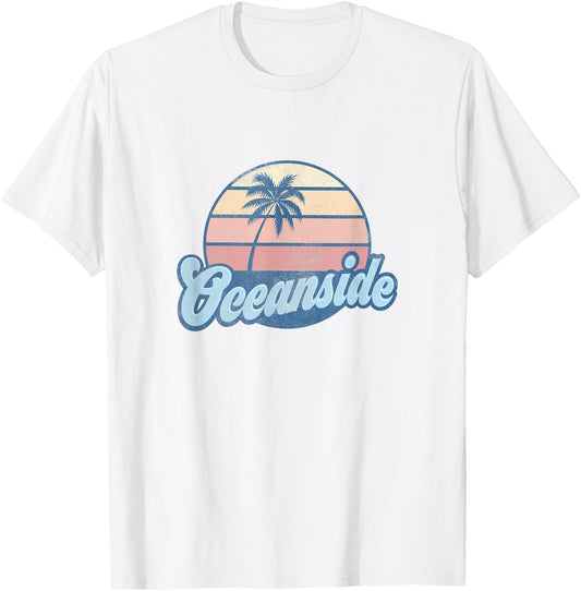 Oceanside California CA T Shirt Vintage 70s Retro Surfer T-Shirt - T-Shirt | White