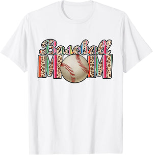 Baseball Mom Leopard Tie Dye Baseball Mothers Day T-Shirt - T-Shirt | White