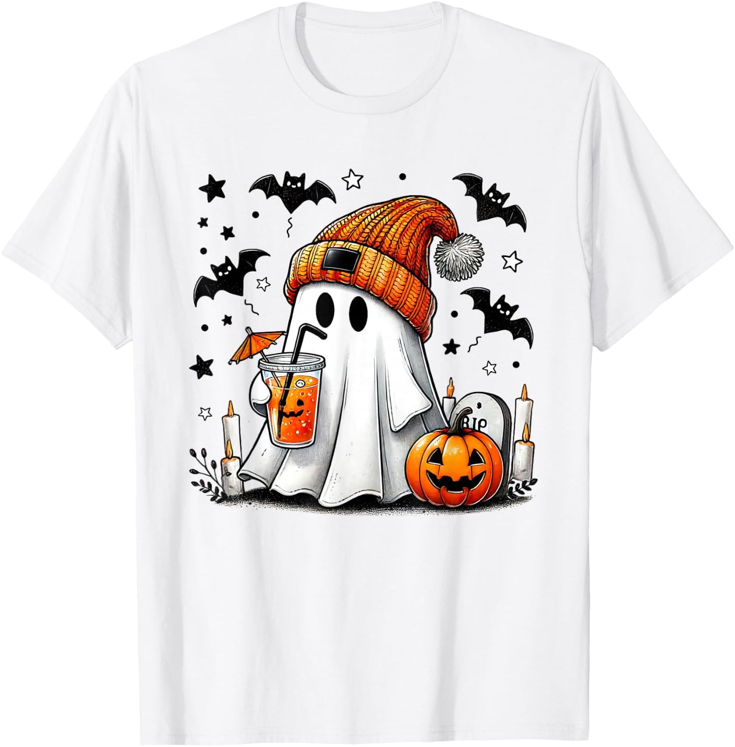 Café fantôme Halloween Boo T-Shirt - T-Shirt | White