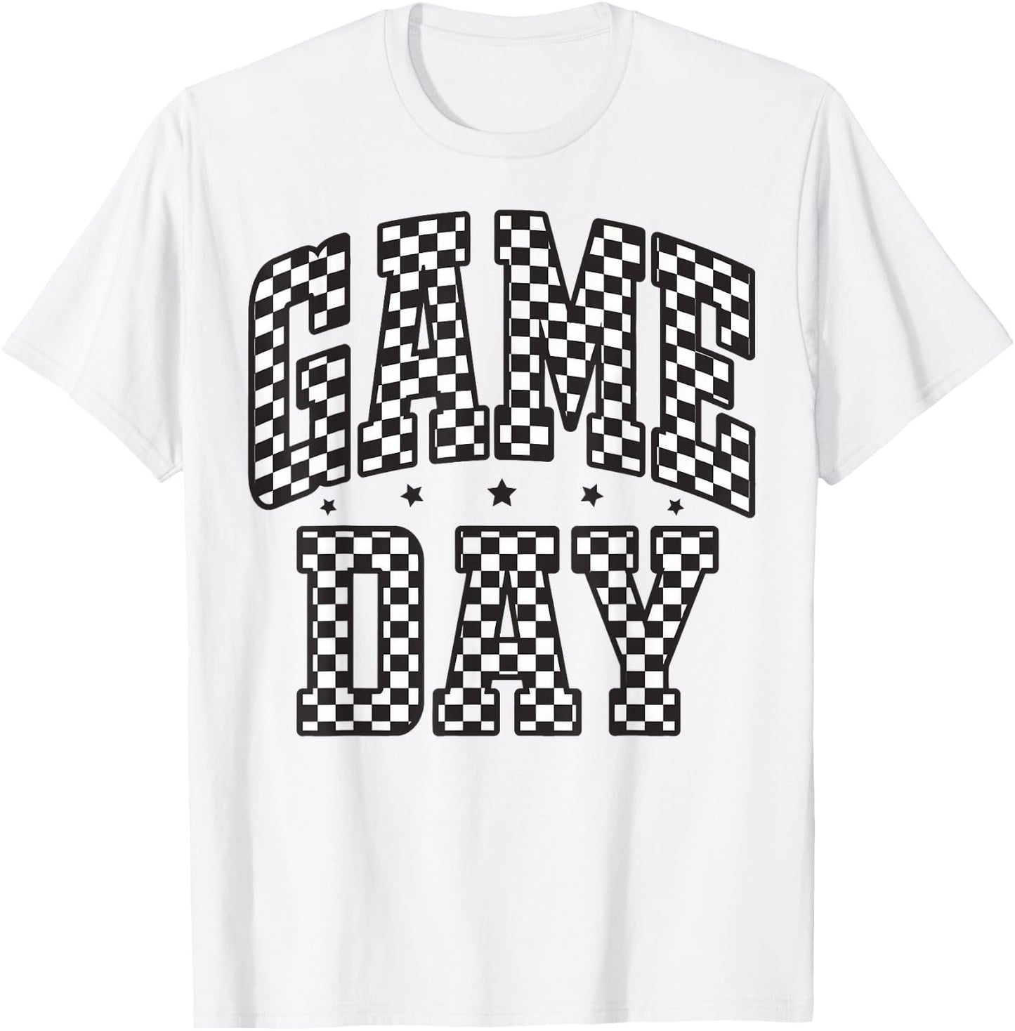 Funny Checkered Game Day Football Black White Gift Women T-Shirt - T-Shirt | White