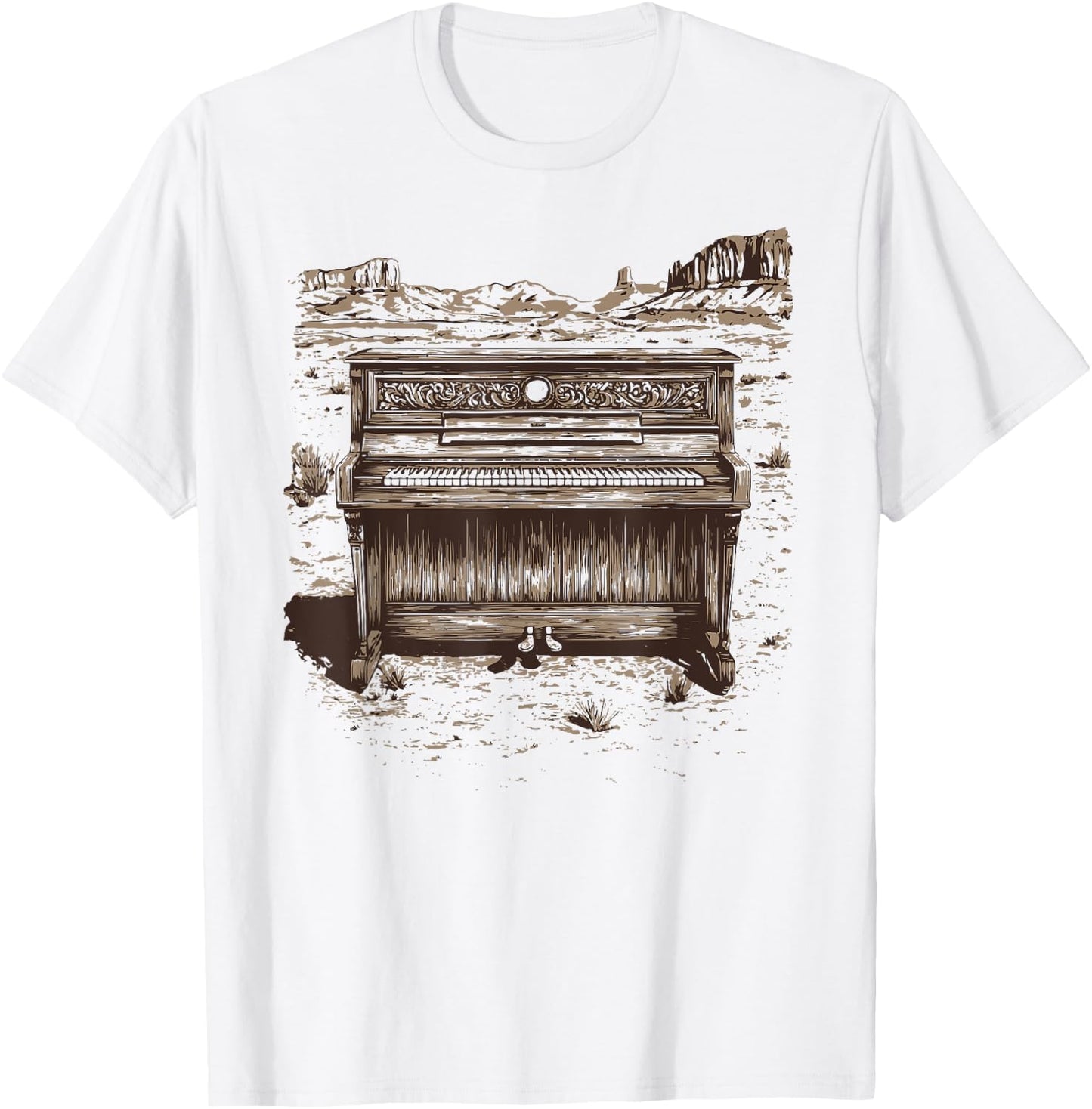 Vintage Western Piano Player - Piano Shirt - Piano T-Shirt - T-Shirt | White