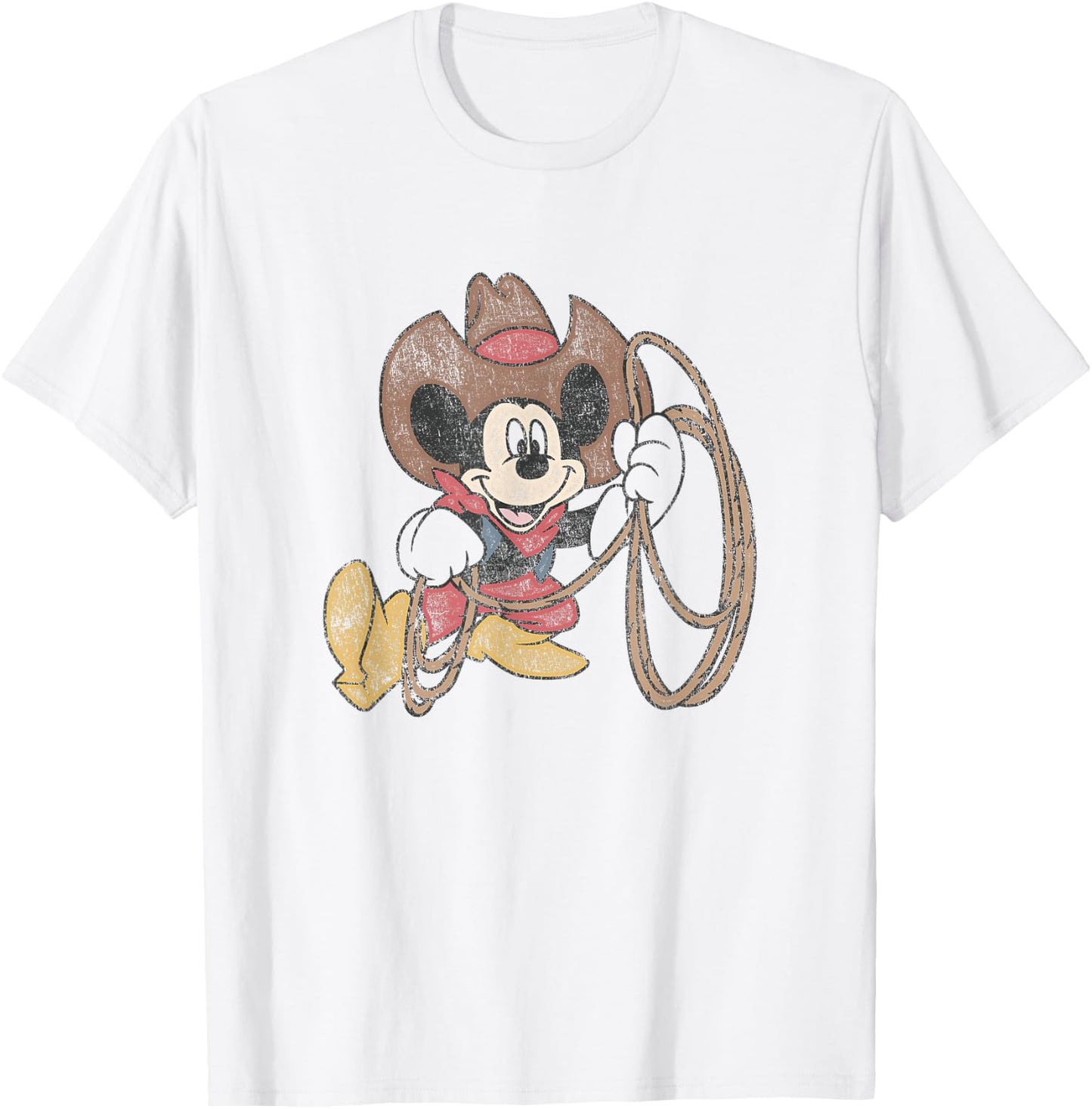 Disney Mickey And Friends Vintage Cowboy Western Mickey T-Shirt - T-Shirt | White