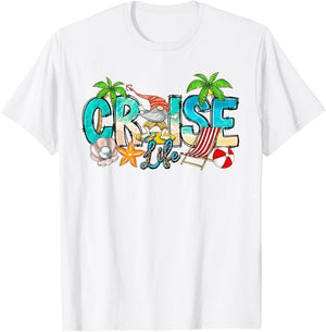 Cute Gnome Cruise Life Family Vacation Beach Funny Cruise T-Shirt - T-Shirt | White