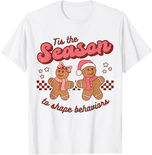 Christmas ABA Behavior Therapy Retro RBT Technician Xmas T-Shirt - T-Shirt | White