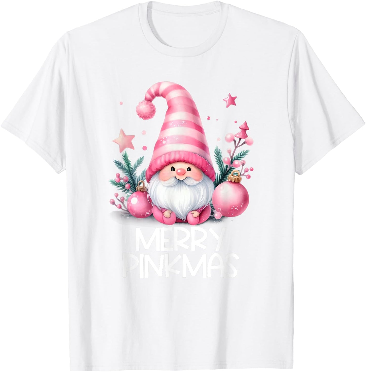 Merry Pinkmas Cute Gnome Winter Christmas Girls T-Shirt - T-Shirt | White