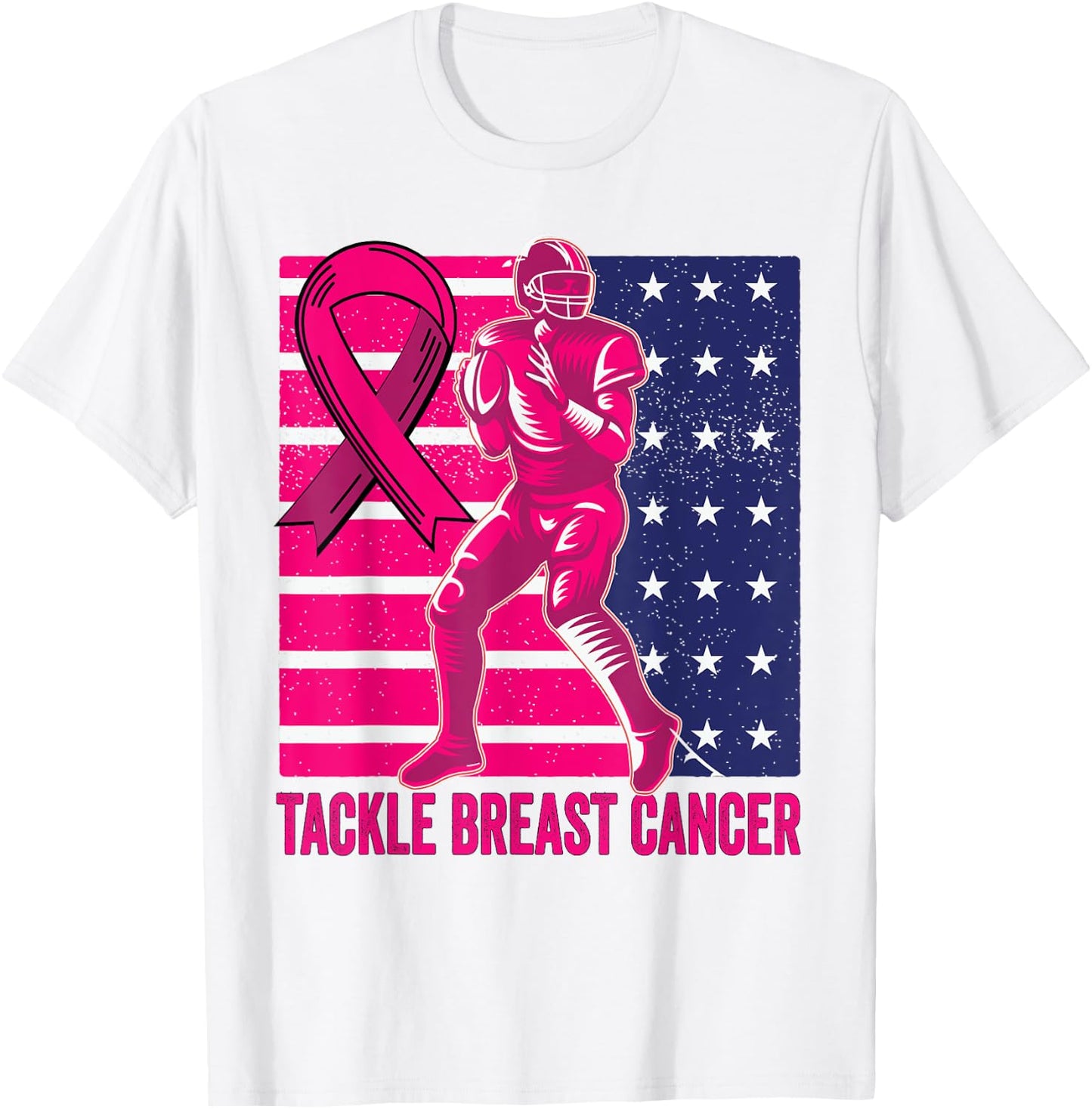 Tackle Breast Cancer Awareness Football Breast Cancer T-Shirt - T-Shirt | White