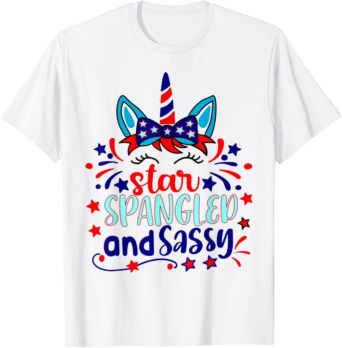 Star Spangled And Sassy Unicorn Patriotic 4th Of July Kids Men T-Shirt - T-Shirt | White
