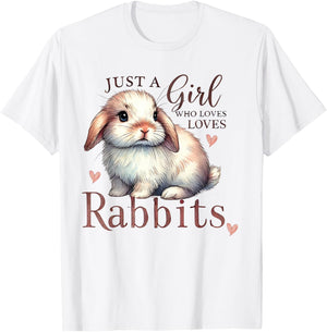 Just A Girl Who Loves Rabbits Cute Toddlers Kids Mom Rabbit T-Shirt - T-Shirt | White