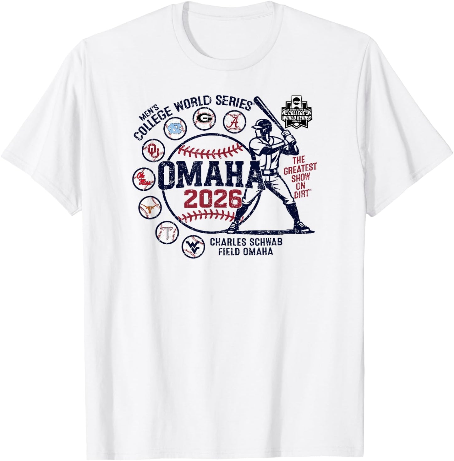Men's College World Series 2026 NCAA Baseball 8-Team Gray T-Shirt - T-Shirt | White