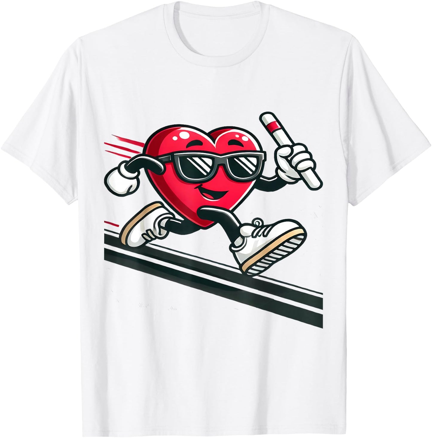 Valentine’s Day Love Heart Running Relay Track Runner T-Shirt - T-Shirt | White