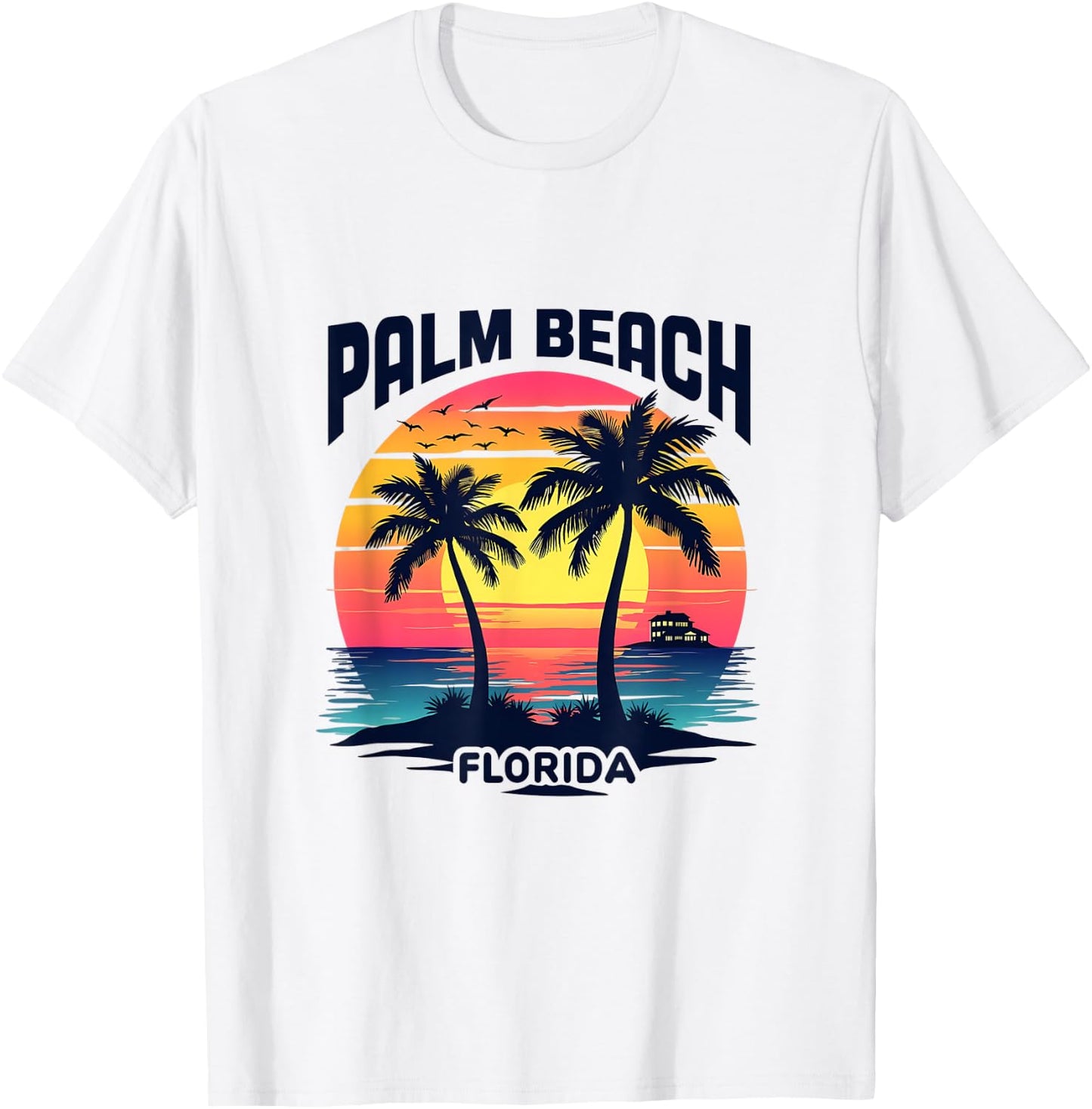 Palm Beach Florida Sunset Tropical Paradise T-Shirt - T-Shirt | White