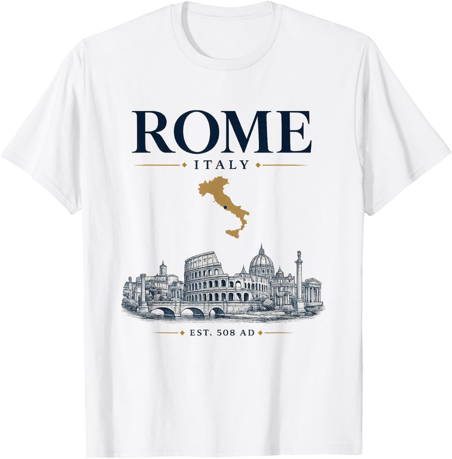Rome Italy Vintage Skyline Retro Graphic T-Shirt - T-Shirt | White