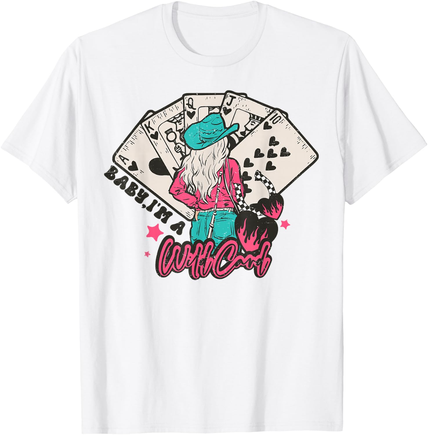 Baby I'm a WildCard Western Cowgirl Vintage Country T-Shirt - T-Shirt | White