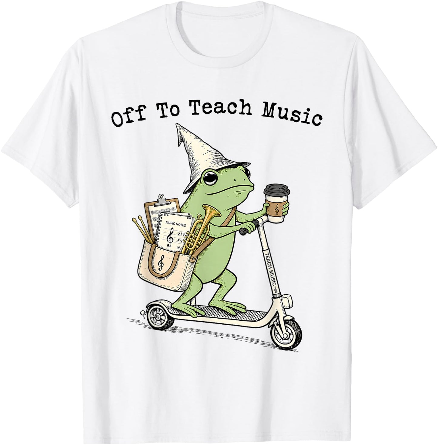 Off to Teach Music Funny Frog Music Teacher Back to School T-Shirt - T-Shirt | White