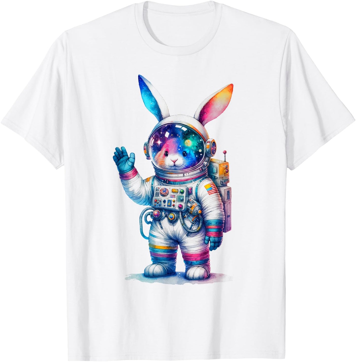 Astronaut Bunny Easter Day Rabbit USA Funny Outer Space T-Shirt - T-Shirt | White
