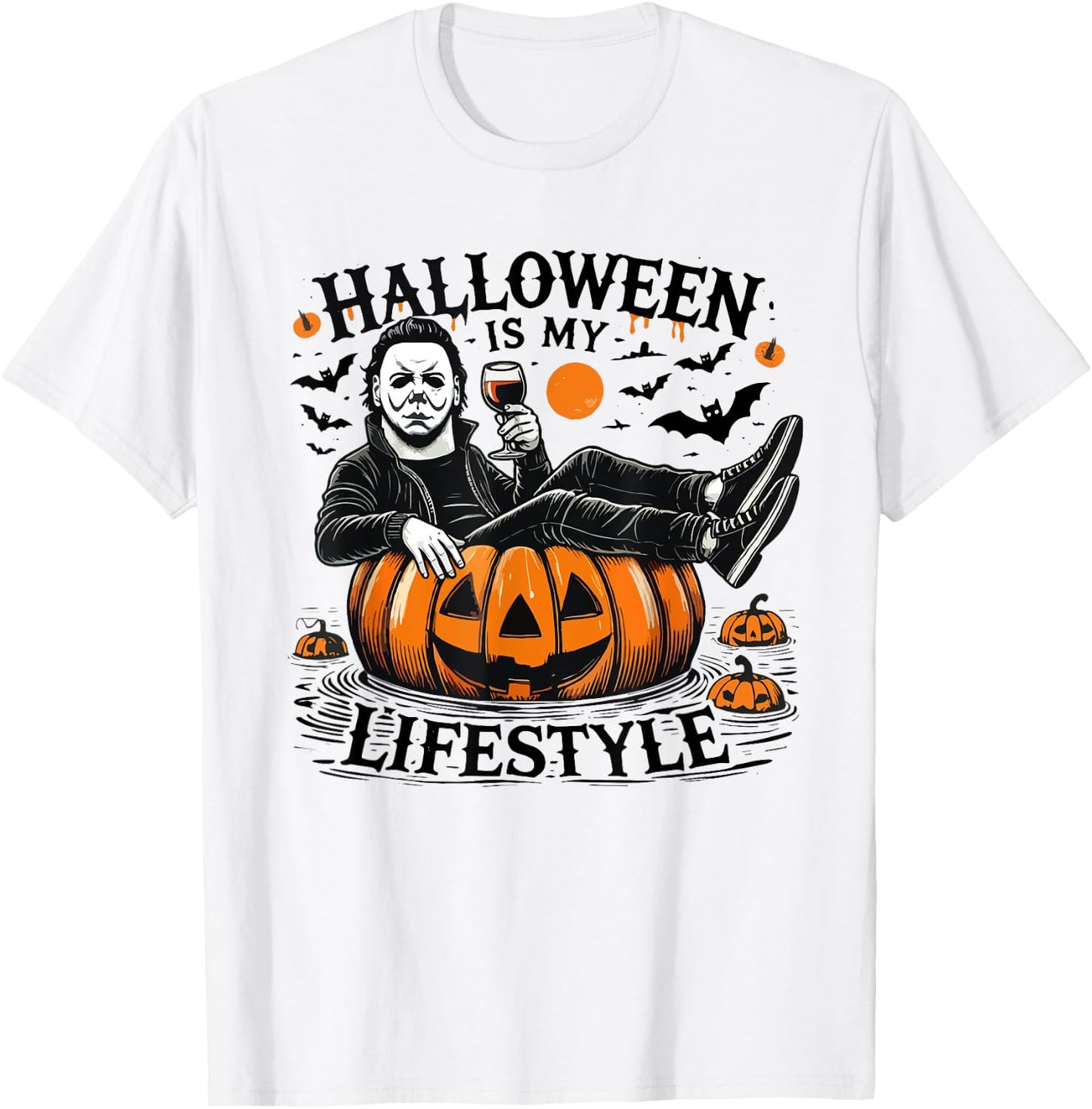 Halloween Is My Lifestyle Halloween Spooky Pumpkin Skeleton T-Shirt - T-Shirt | White
